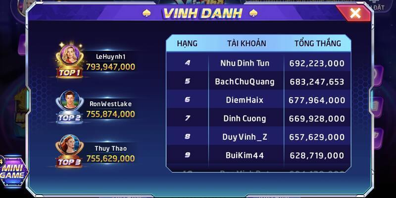 Đua Top vinh danh game bài Mậu binh Vin168 nhận thưởng tiền tỷ